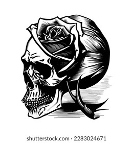 ink illustration the skull roses tattoo