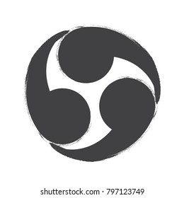 Ink imitation vector illustration of Mitsu Tamoe sign.