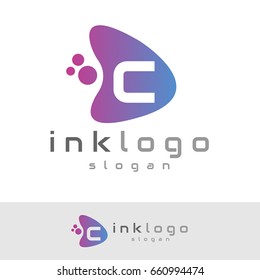 ink initial Letter C Logo design