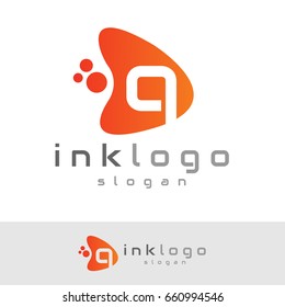 ink initial Letter Q Logo design