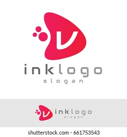 ink initial Letter V Logo design