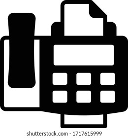 Ink-Jet-Faksimile-Arbeiten von der Vektorillustration-Glassymbol-Design, Faxmaschinenkonzept, Telefonische Übertragung auf weißem Hintergrund,  