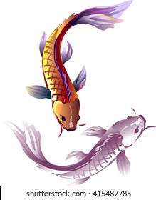 Ink Koi carp illustration. Vector image.