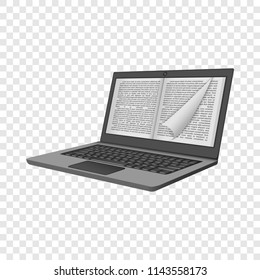 Ink laptop reading mockup. Realistic illustration of ink laptop reading vector mockup for on transparent background