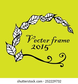 Ink leaves border. Vector version