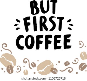 Ink lettering, coffee beans abstract vector background