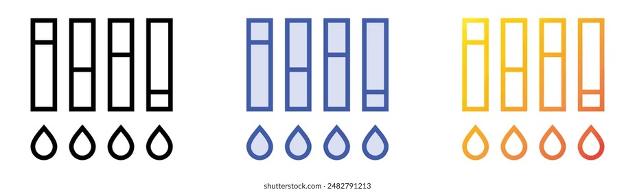 Symbol für Tintenstand. Lineares, blaues Füllungs- und Verlaufsstil-Design auf weißem Hintergrund