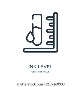 ink level thin line icon. ink, print linear icons from user interface concept isolated outline sign. Vector illustration symbol element for web design and apps.