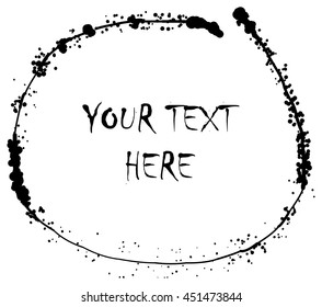 Ink line doodle grunge vector round scribble shape logo