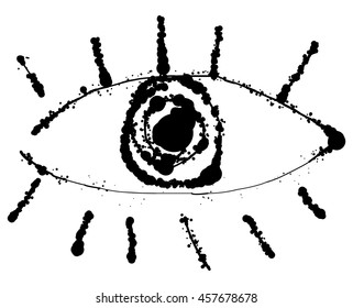 Ink line eye scribble. Vector abstract grunge design doodle