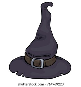 Ink line illustration for Halloween. Pointy witch hat.