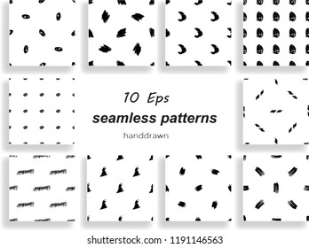 ink lines monochrome, 
 vector seamless pattern