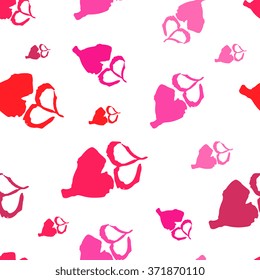 Ink lips - seamless vector pattern hand drawn, sketchy style