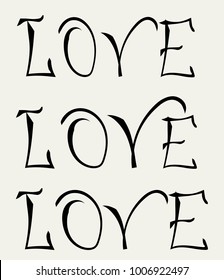  Ink Love words. Hand drawn.