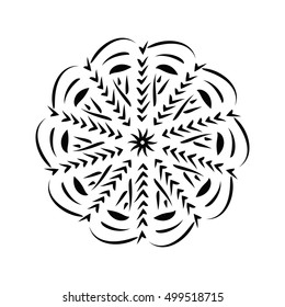 Ink mandala for coloring book and adults.  Black and white