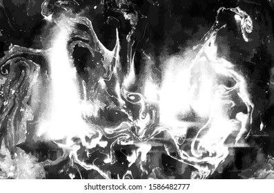 Ink Marble Black and White Grunge Vector Texture. Liquid Abstract Surface for Mockup Design and Background. Artistic Ebru Painting Art Template. 
