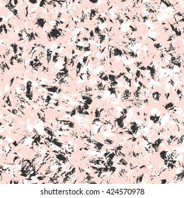 Ink marble seamless pattern. Black and white and pink abstract vector background.