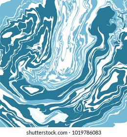 Ink marbling blue pattern.   hand made texture.