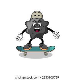 ink mascot playing a skateboard , character design
