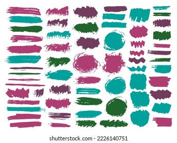 Ink muddy daub mega group. Hand drawn inkblot streak decorative elements. Smear spot web label silhouette set. Brushstroke paint splashes design.