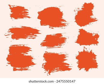 Ink orange color brush stroke collection