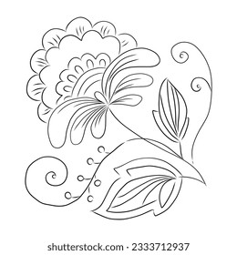 ink outline hand drawn flowers