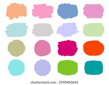 INK Paint brush stroke Colorful Set collection, Shapes Backgrounds Vector Designs