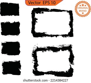 Juego de pintura con tinta. Pintar pinceles. Pintar un golpe de salpicadura. Banderas de color negro en fondo transparente. Diseño vectorial artístico sucio. Mis elementos de diseño originales. 