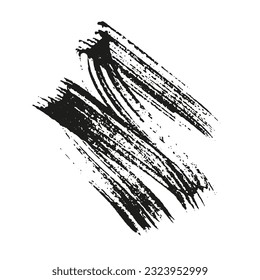 Ink Paintbrush, Brush Stroke, Grunge Wavy Line. Curved Scribble Stripe. Grungy Texture. Brushstroke Curve Splash. Abstract Graphic Design Element. Watercolor Splatter. Isolated Vector Illustration.