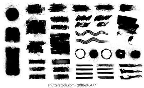 Ink Paintbrush and Brushstroke texture template. Set brushstroke with splashes grunge. Mockup for text and information. Callouts titles grunge. Vector texture callout bar labels box. Vector grunge set