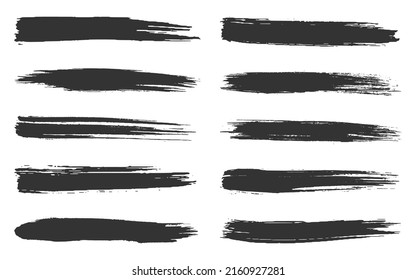 Ink paintbrush grunge stroke black stroke stamp set. Dab paint dirty ripped shape brush silhouette backdrop text print fabric ad sign business card. Pattern dry cup marker texture caligraphy isolated