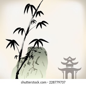 ink painted bamboo