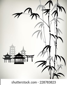 ink painted bamboo