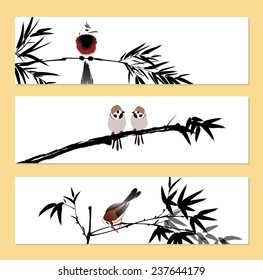 ink painted bamboo and bird