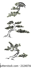 Ink painting pine tree