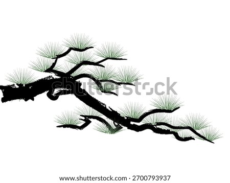 Ink painting pine tree_vector illustration