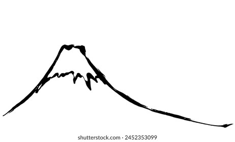 Dibujo de la línea del estilo de la pintura de la tinta del paisaje del Monte Fuji para el material de la tarjeta del Año Nuevo.
