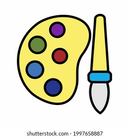 Ink Palette Icon Vector Style 4. simple illustration. Editable stroke. Design template vector