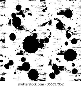 Ink pattern. Black and white background.