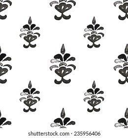 Ink pattern. Damask seamless pattern. Vector illustration.