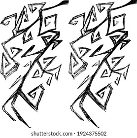 ink pattern with sharp curls