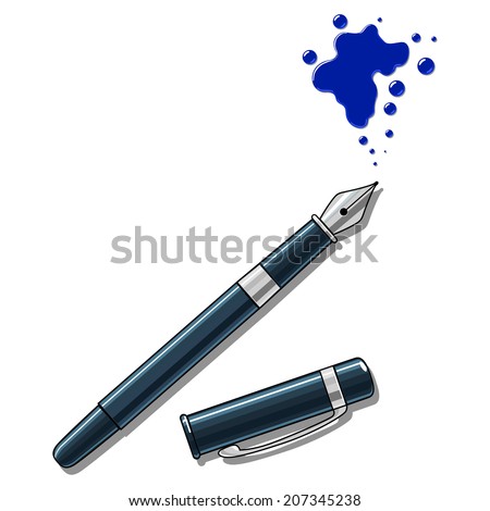 Ink pen and blot vector illustration