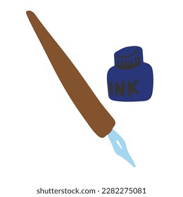 Ink pen and ink bottle,good for graphic design resource for world art day events