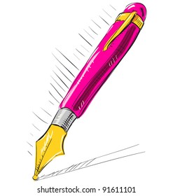 Ink Pen Cartoon Vector Illustration