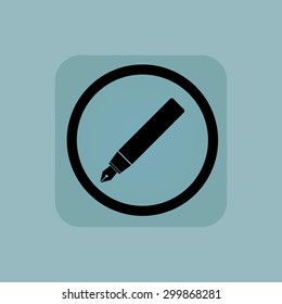 Ink pen in circle, in square, on pale blue background