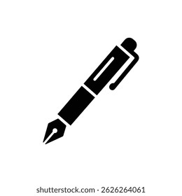 Ink Pen with Clip and Tip Black Icon