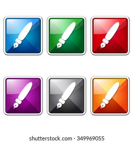 Ink Pen Colorful Vector Icon Button
