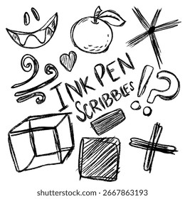 Ink pen doodle scribbles