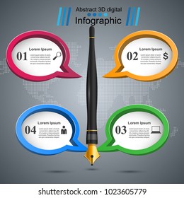 Ink pen, education icon. Business infographic Vector eps 10