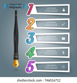 Ink pen, education icon. Business infographic Vector eps 10